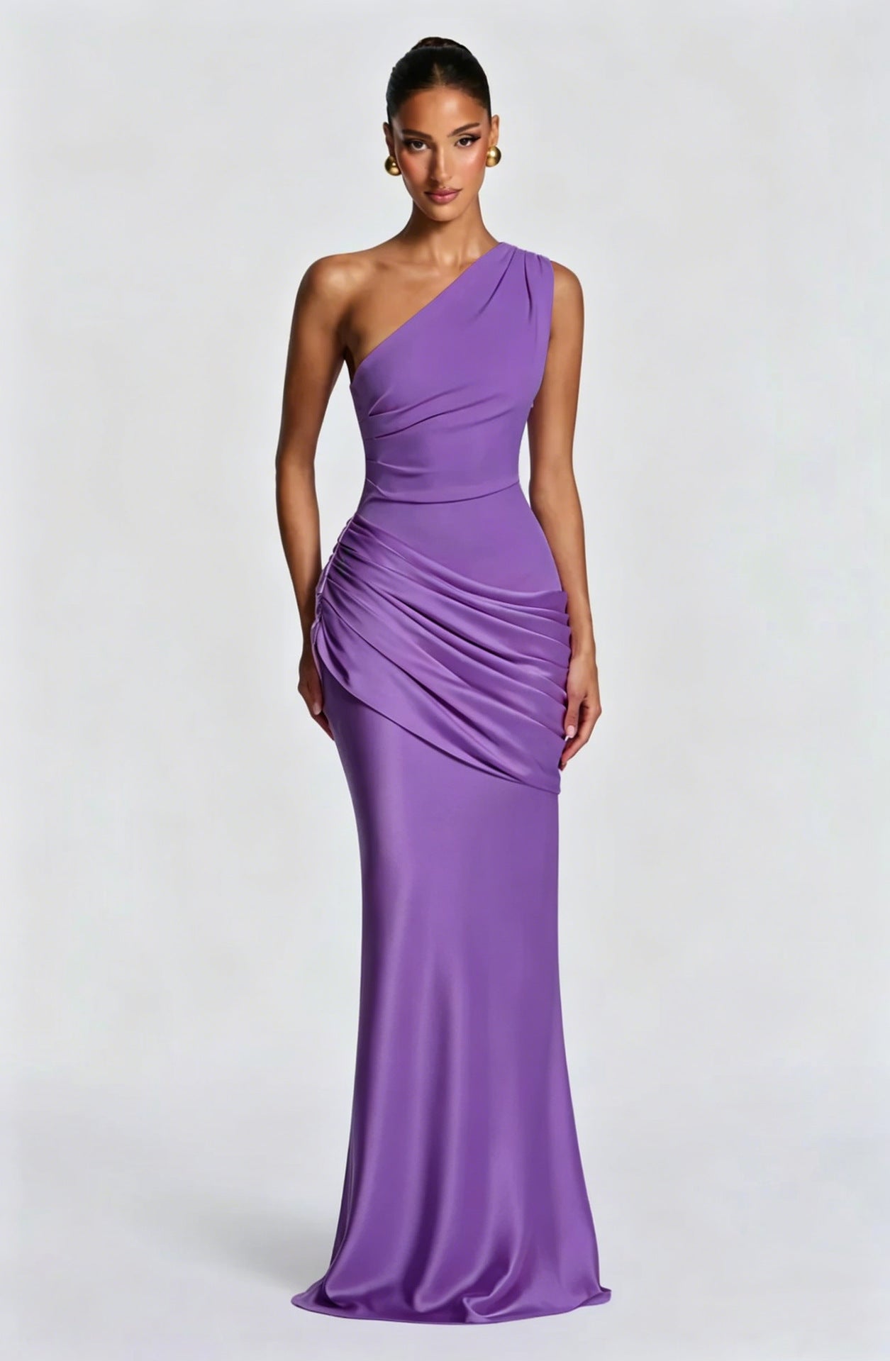 One-Shoulder Satin Mermaid Dress
