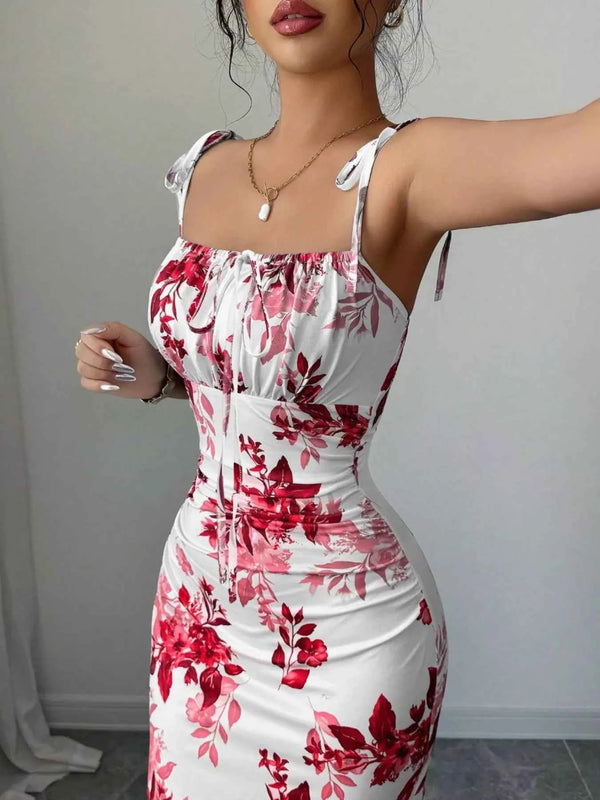 Printed Tie Strap Slit Maxi Dress-Maxi Dress.-Splashis-Splashis