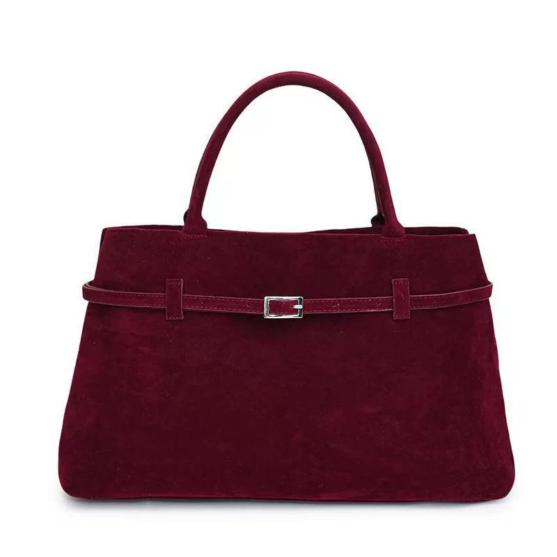 Faux Suede Tote Bag for Women – Large Capacity Shoulder Handbag, angled product view