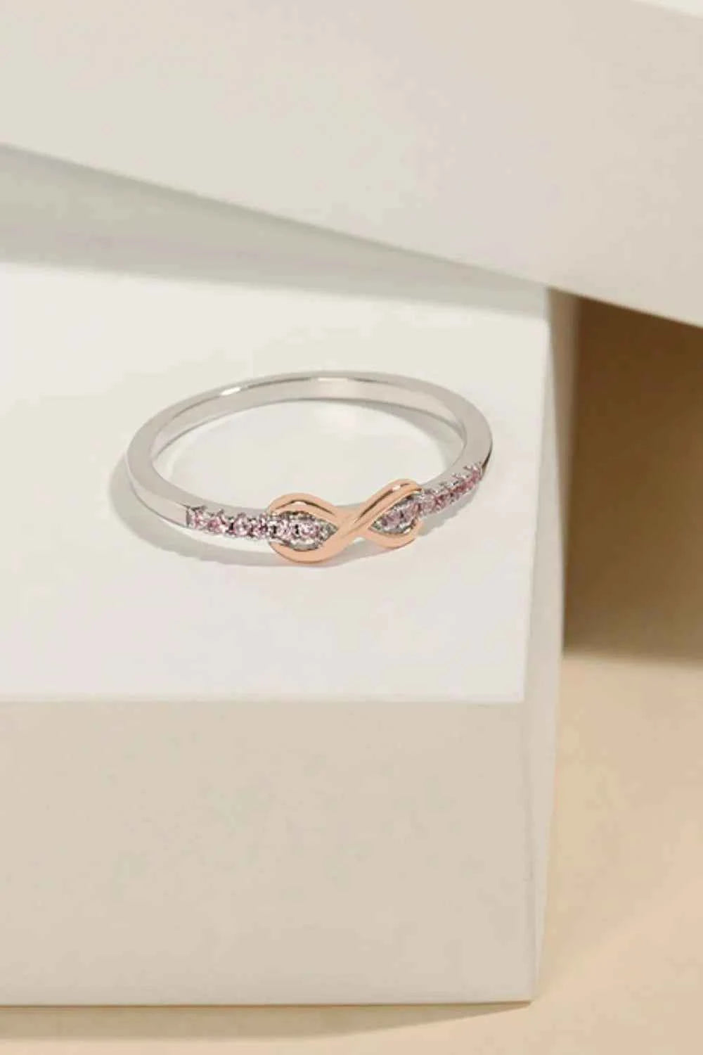 Zircon infinity ring in silver-plated alloy — additional view 4