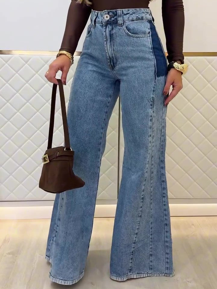 Light Blue High-Waist Flared Jeans, close-up product view