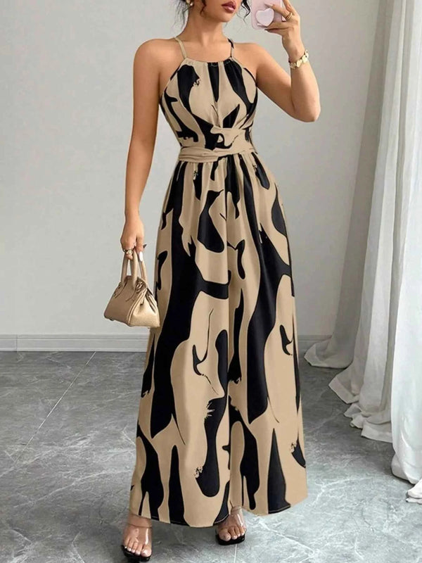 Abstract print halter neck maxi dress — additional view 3