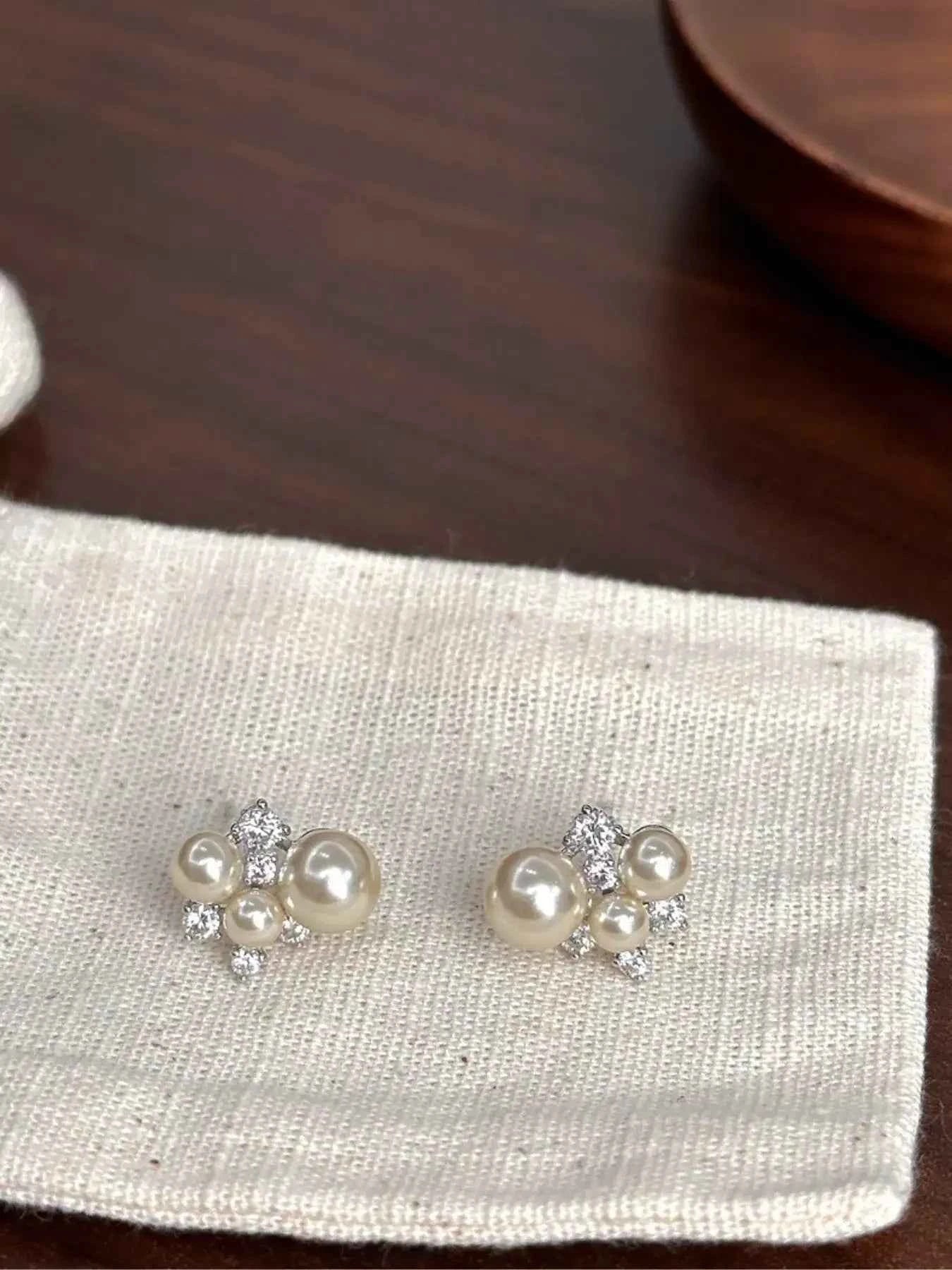 Pearl cluster stud earrings — additional view 4