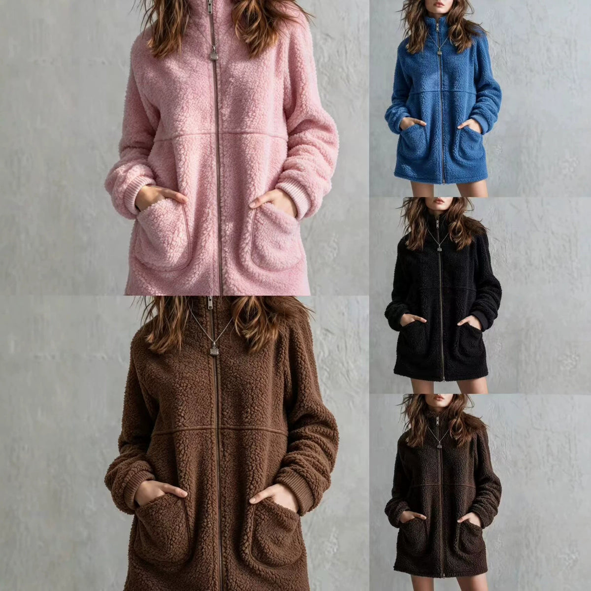 Long-sleeve Zip-up Plush Cardigan For Women product image