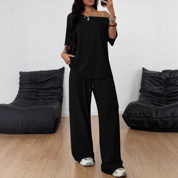 Casual two-piece blouse and trousers outfit view 5