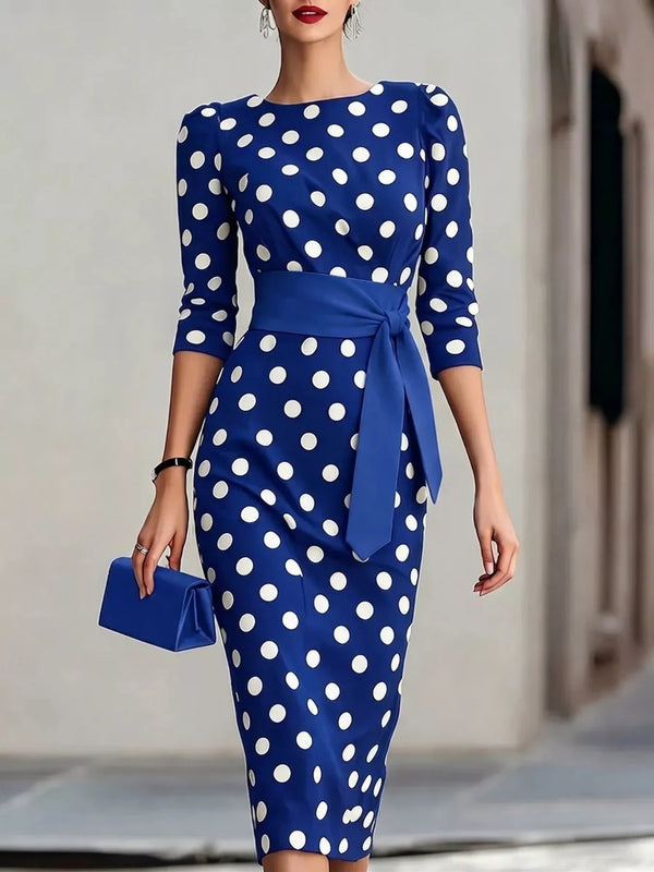 Full Size Polka Dot 3/4 Sleeve Dress Plus Size — additional view 5