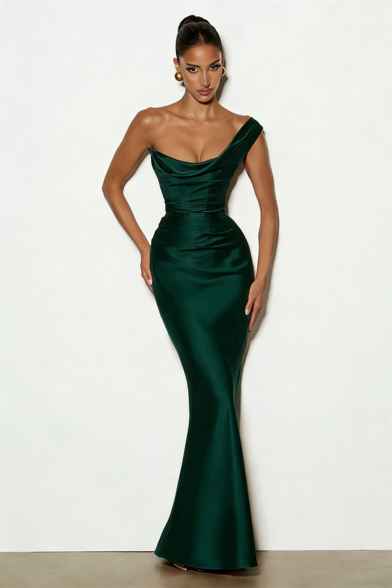 One-Shoulder Sleeveless Evening Dress