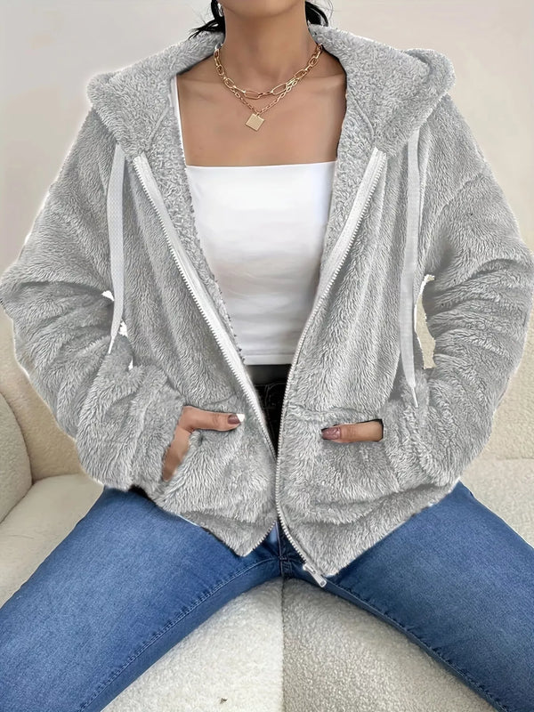 Drawstring fleece zip-up jacket — additional view 10