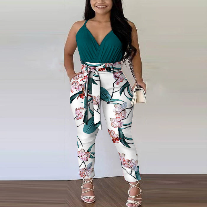 Women's Contrast Print Two-Piece Suit — main product image