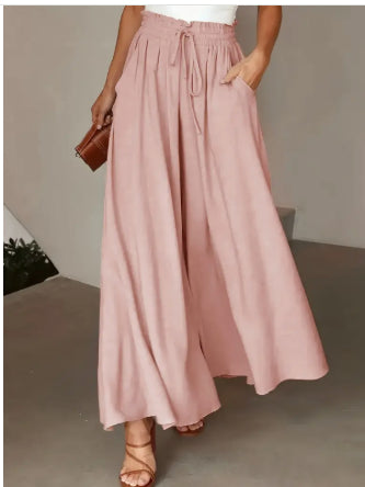 High-waisted wide-leg dress pants in beige, product image