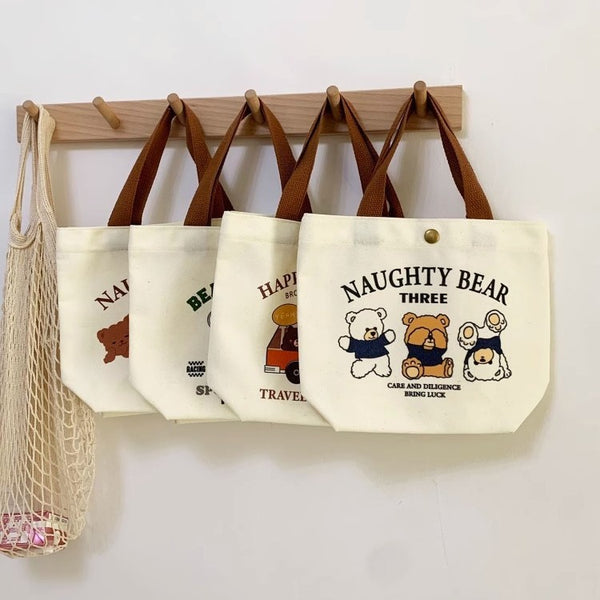 Canvas storage bag interior compartment detail