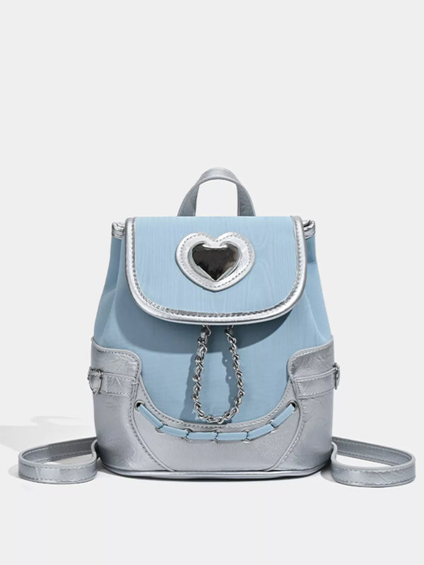 Mini Heart Flap PU Leather Backpack — main product image