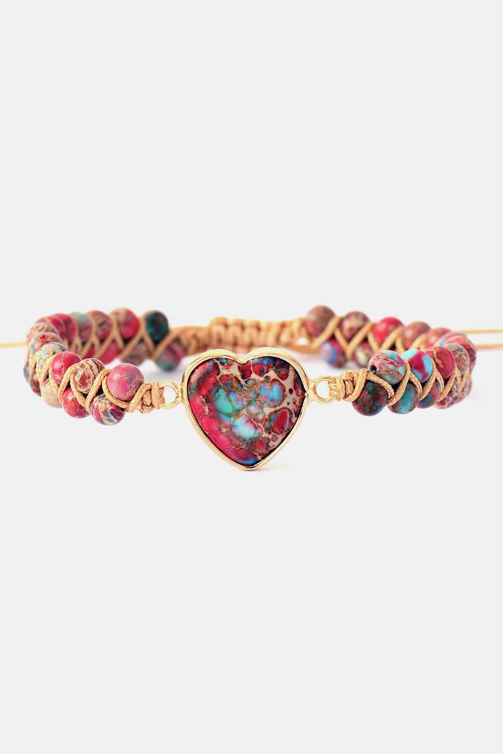 Handmade heart stone beaded bracelet — additional view 4