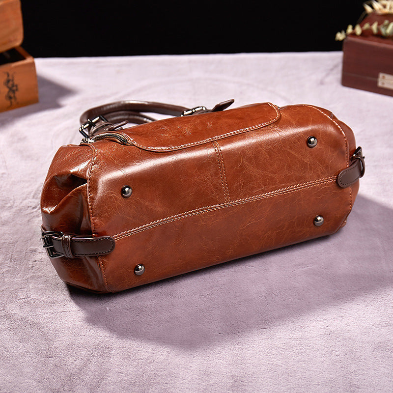 Women's PU Leather Crossbody Bag – Splicing Shoulder Tote, side product view