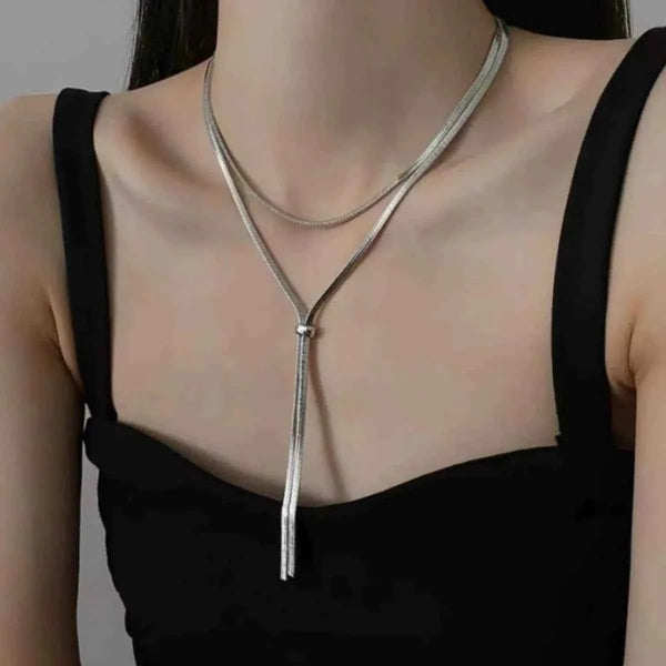 Layered snake chain Y necklace — additional view 4