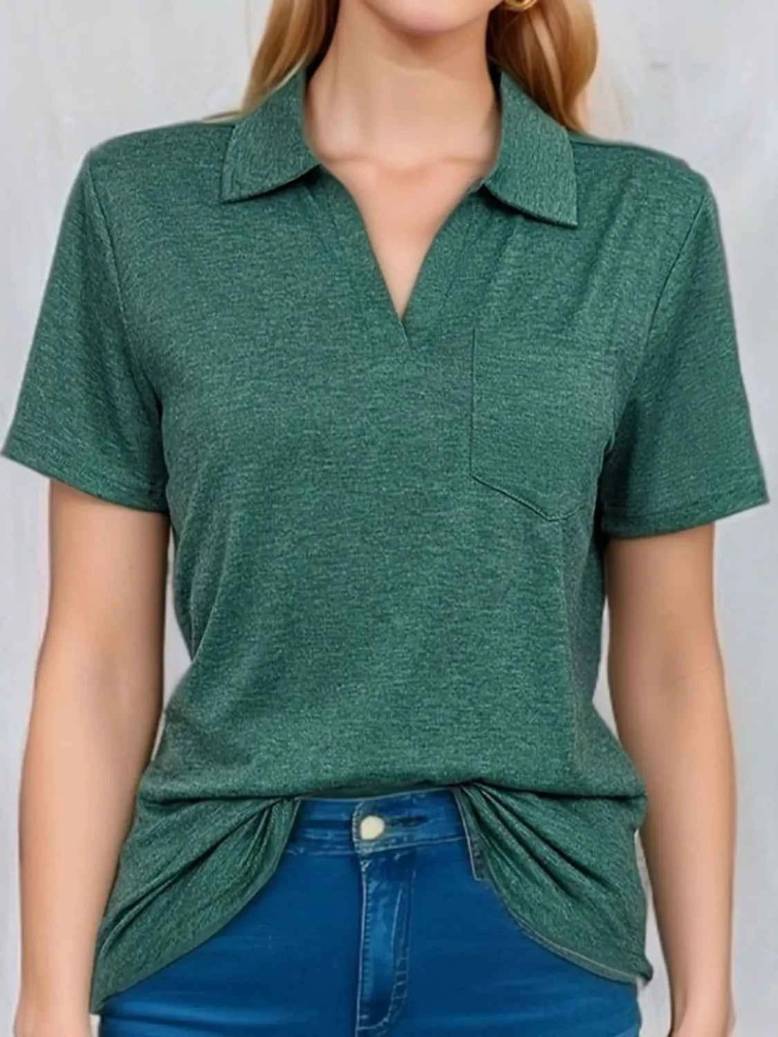 Johnny collar short sleeve top — additional view 4