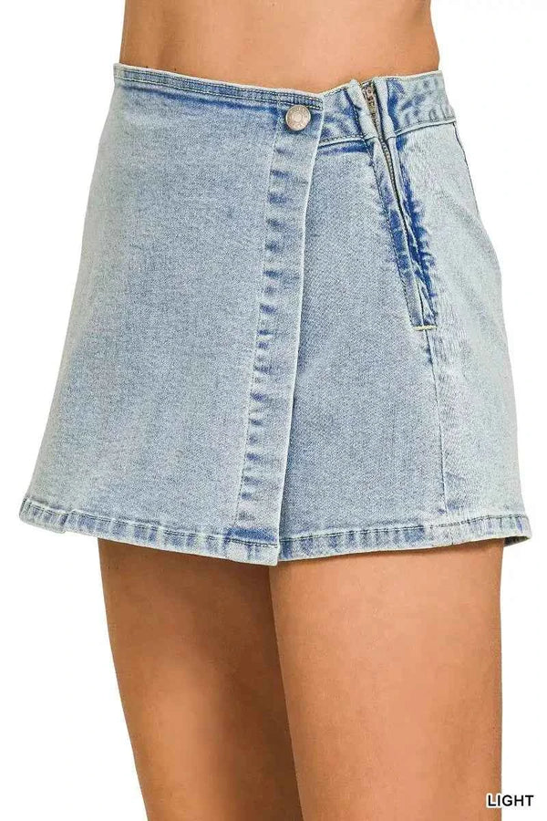 Asymmetrical denim skort — additional view 2