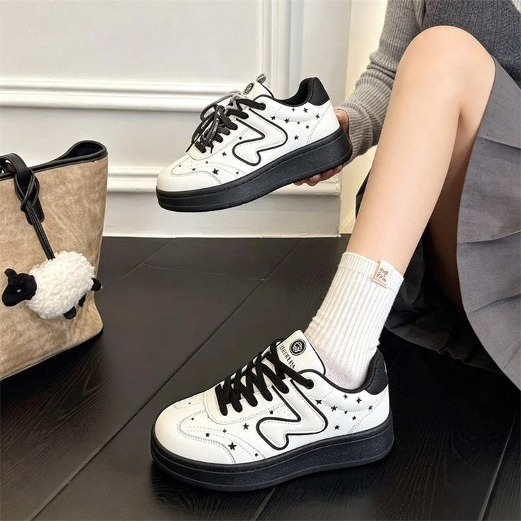 Women's star print double-lace platform sneakers