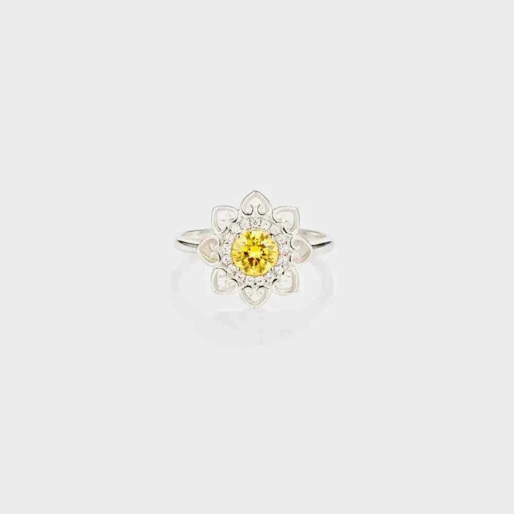 Zircon Flower Ring (Silver-Plated) Image secondaire du produit