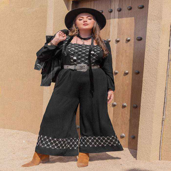 Plus size square neck jumpsuit — primary view