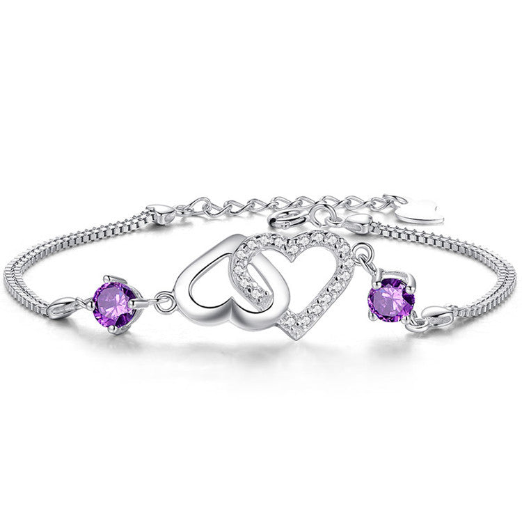 Product detail photo of Heart shaped amethyst bracelet, Bracelets