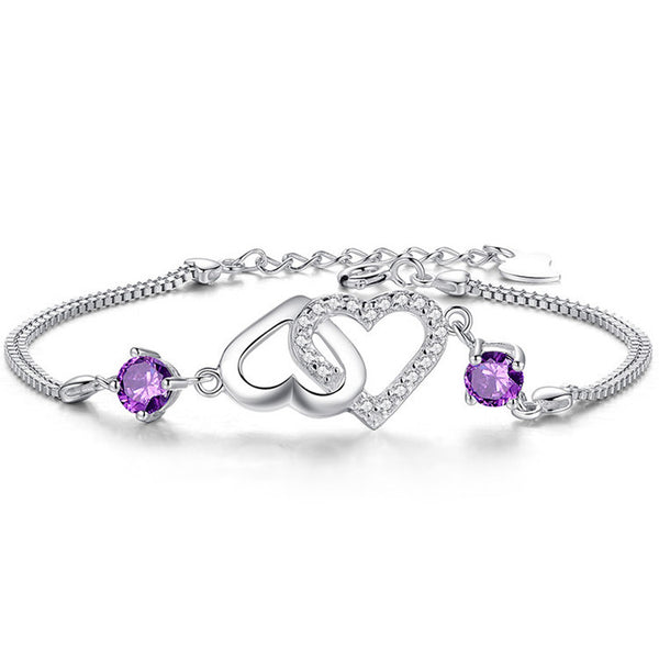 Product detail photo of Heart shaped amethyst bracelet, Bracelets