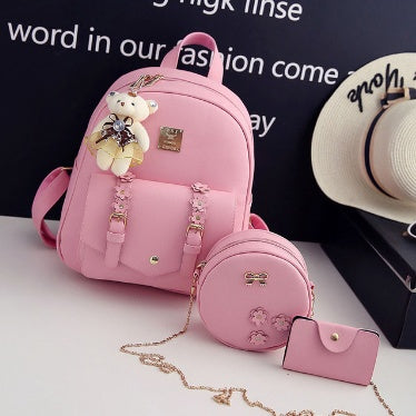 Product detail photo of Floral 3 Piece Backpack Set, black, everyday style, floral 3 piece backpack set