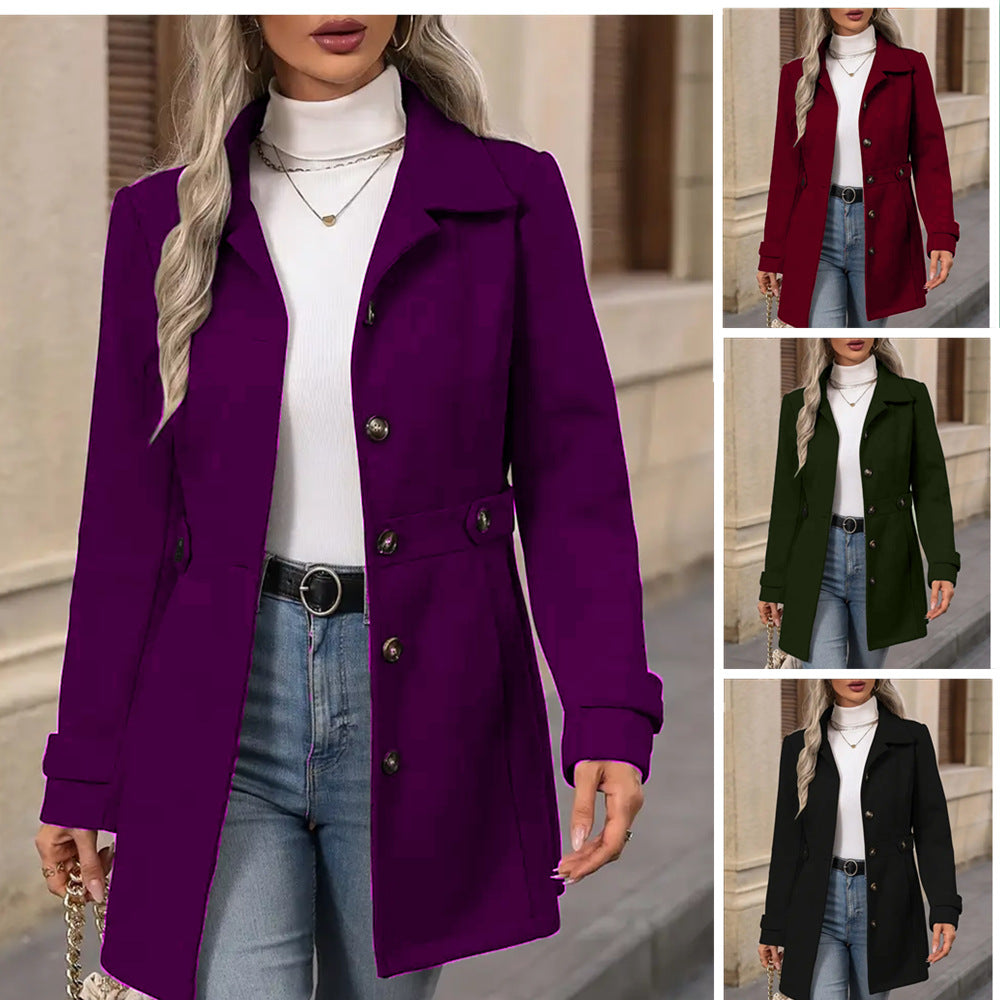 Women's Mid-Length Plus Size Wool-Blend Coat product image