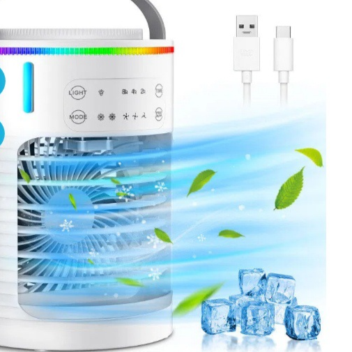 USB desktop cooling fan with mist function and RGB light product photo