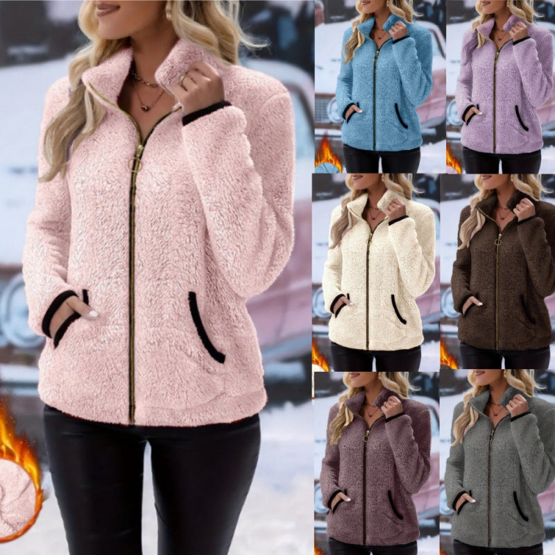 Unisex Double-Sided Fleece Zip-Up Hoodie-Splashis, alternate view 1
