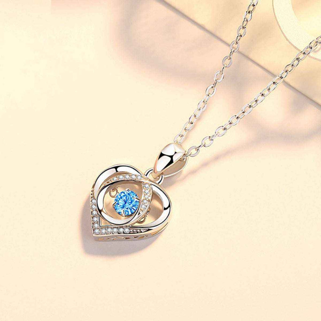 Rhinestone heart necklace in silver-plated alloy — additional view 3