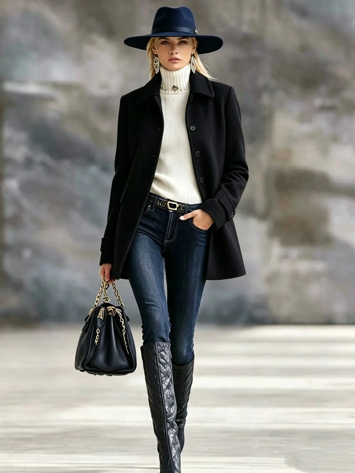 Women's Patterned Button-Front Short Coat additional product view