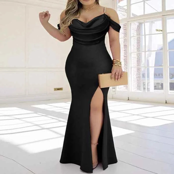 Slit cowl neck maxi dress — primary view