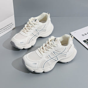 White colorblock chunky platform sneakers