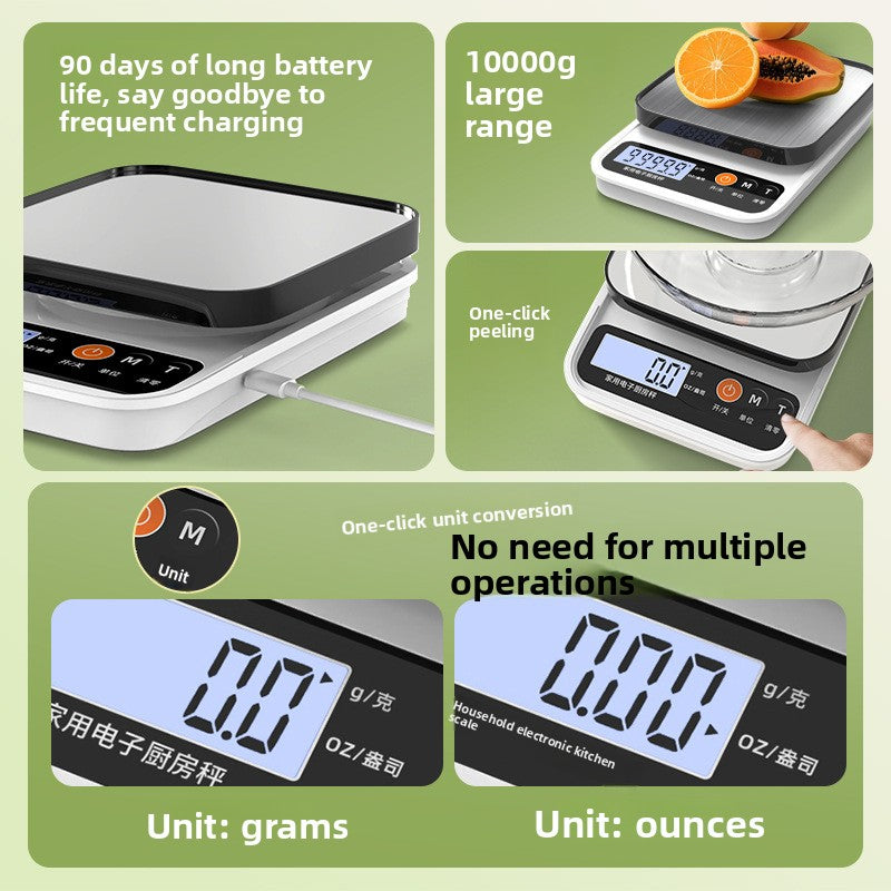 Precision electronic kitchen gram scale shown on white background