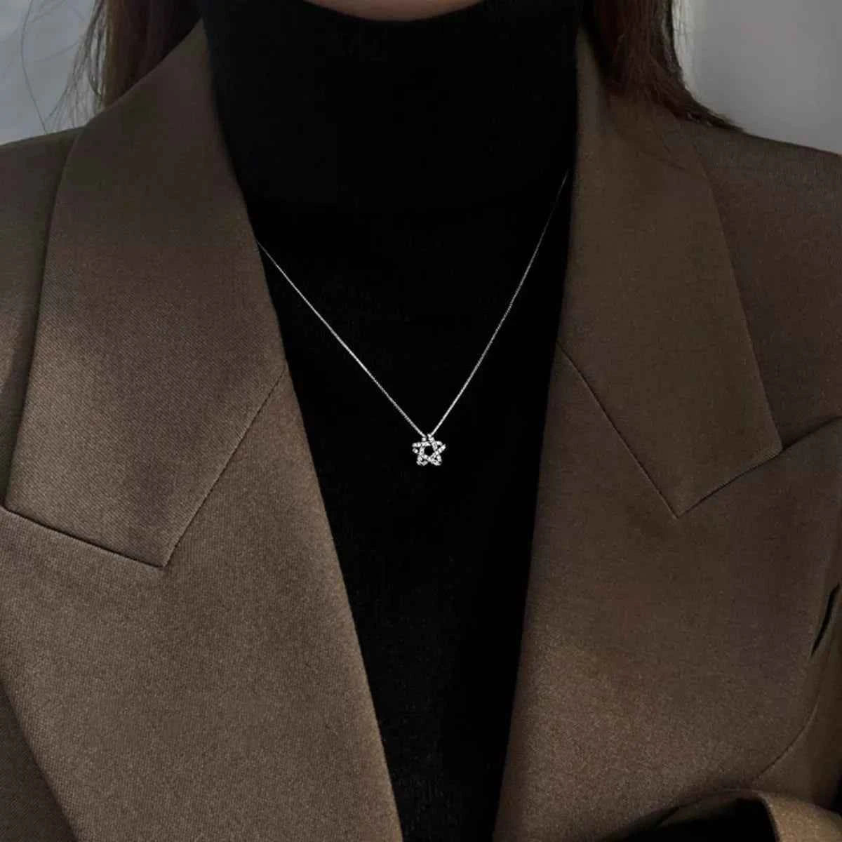 Zircon star necklace in silver-plated alloy — additional view 4