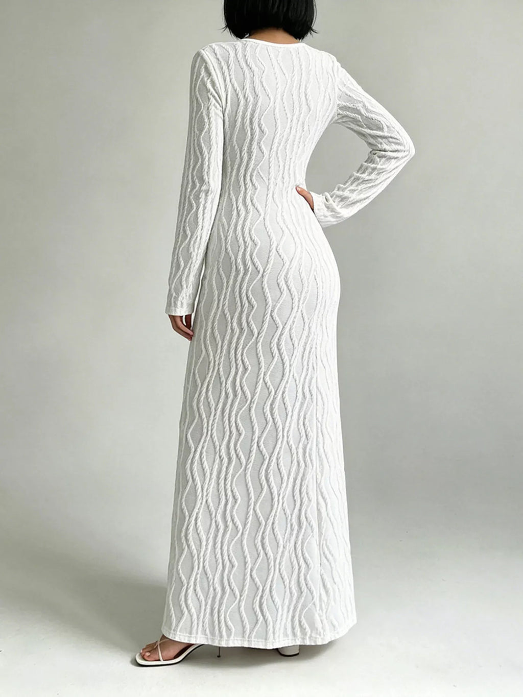 Textured Cut-Out Long Sleeve Maxi Dress — additional view 3