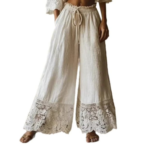 Lace-trimmed wide-leg pants product image