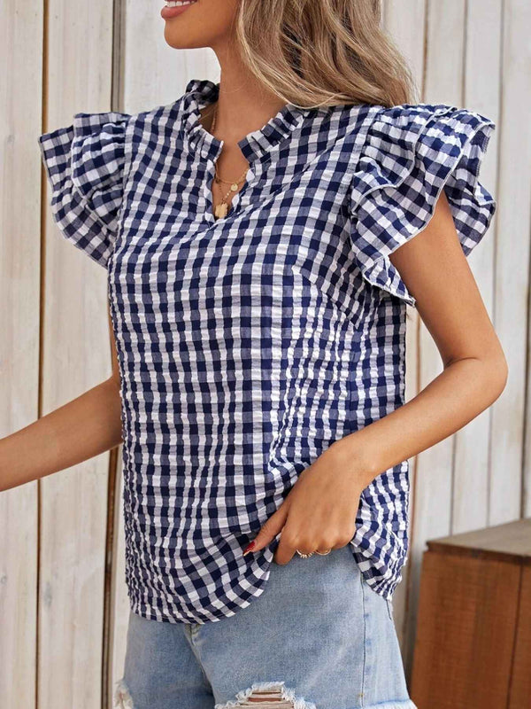 Gingham ruffle blouse — additional view 7