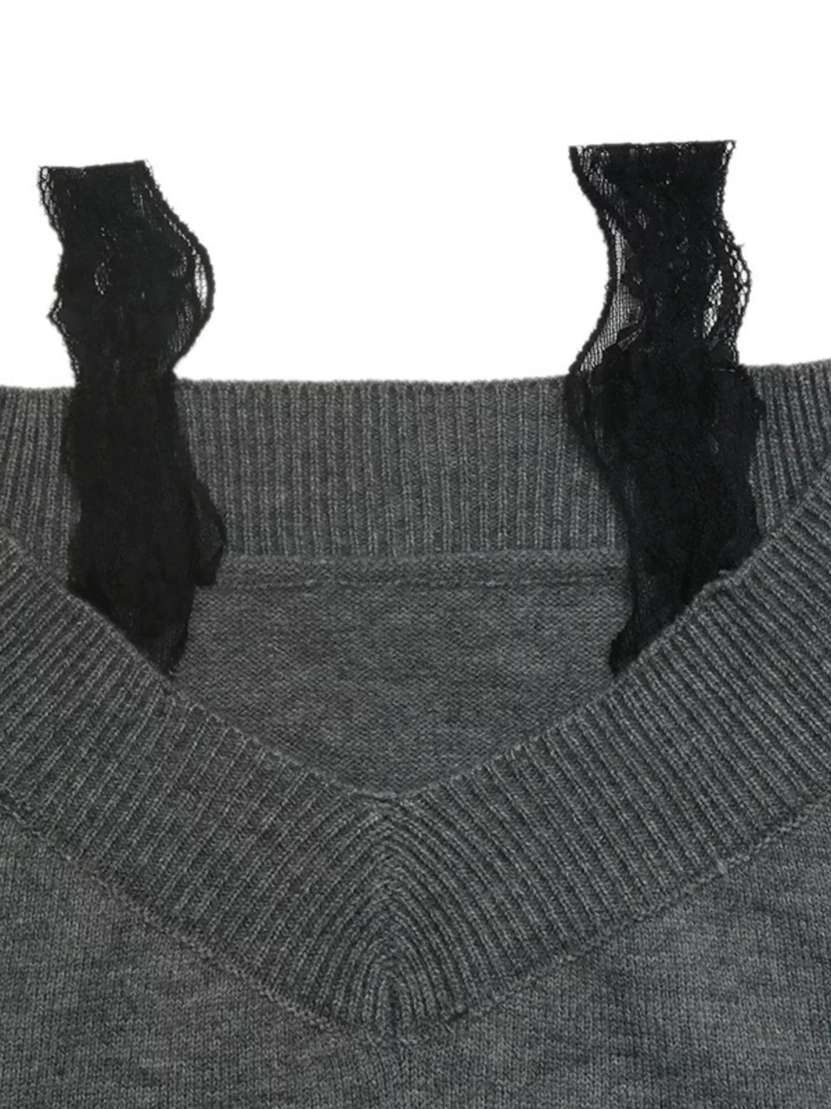 Off-Shoulder Lace Trim Sweater, product view 11