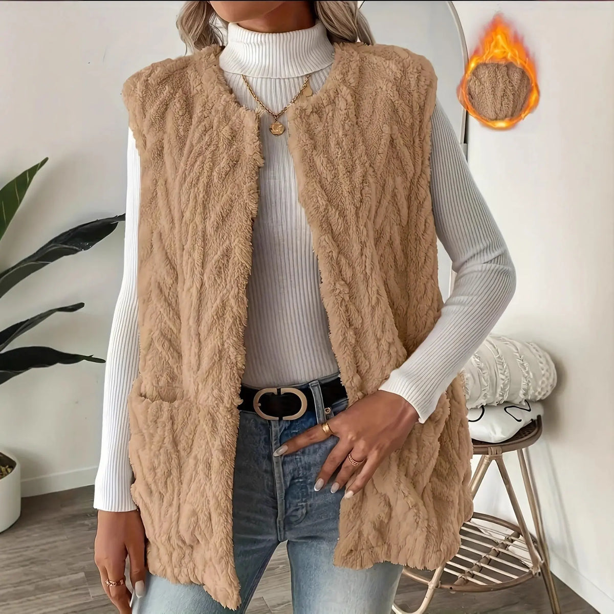 Women's Textured Plush Vest with Pockets product image