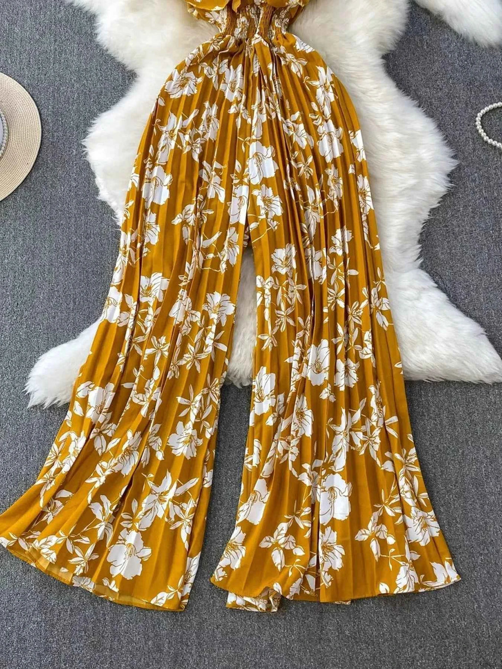 Cotton Spandex Floral Print Jumpsuit-Jumpsuit-Splashis-Splashis