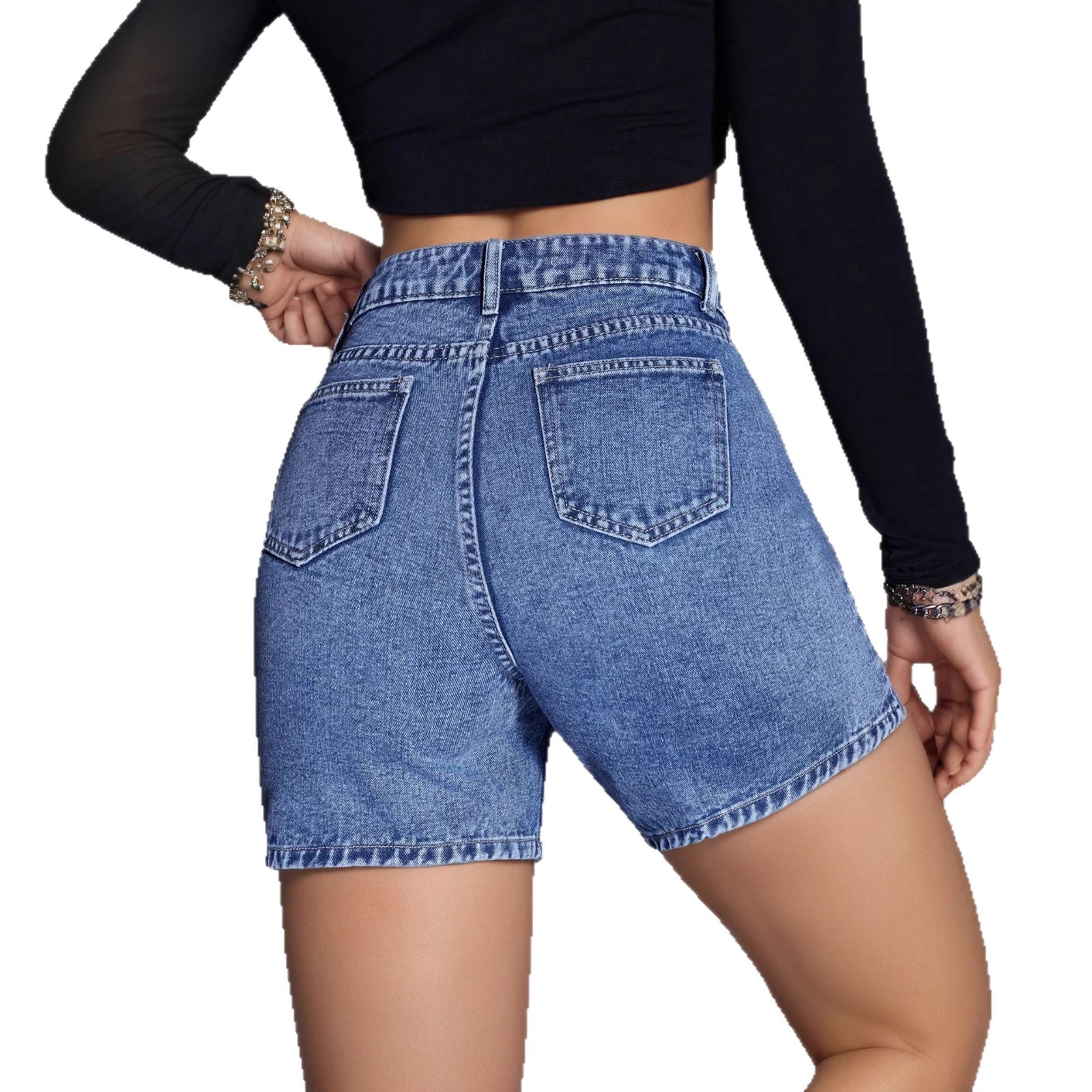 Women’s Washed Denim Shorts, front product view
