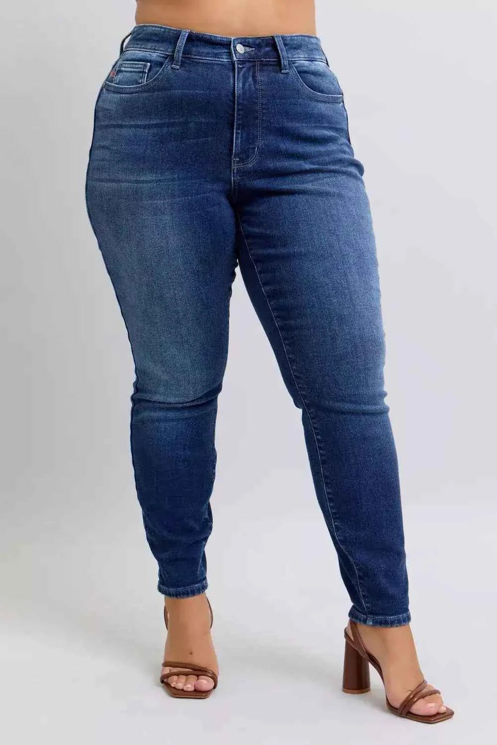 Plus Size Washed Thermal Skinny Jeans-Jeans-Splashis-Splashis