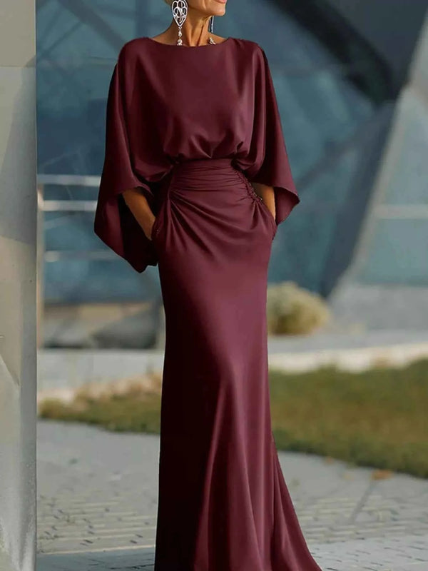 Batwing sleeve ruched maxi dress — additional view 12