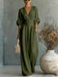 Short-sleeve V-neck wide-leg jumpsuit product image