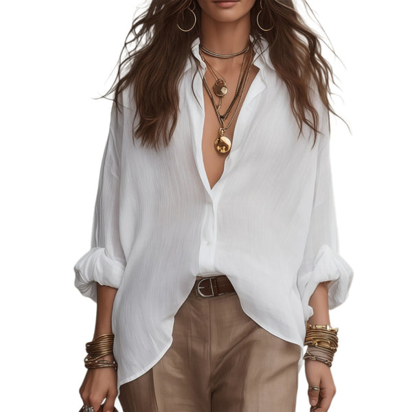 Product detail photo of Linen Shirt and Wide Leg Pants Set, Women’s Clothing Set, linen shirt and wide leg pants set, everyday style