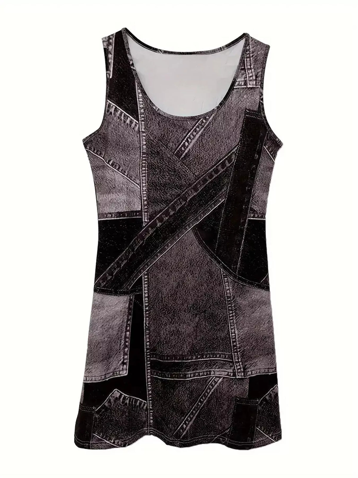 Patchwork Denim Sleeveless Dress, product view 9