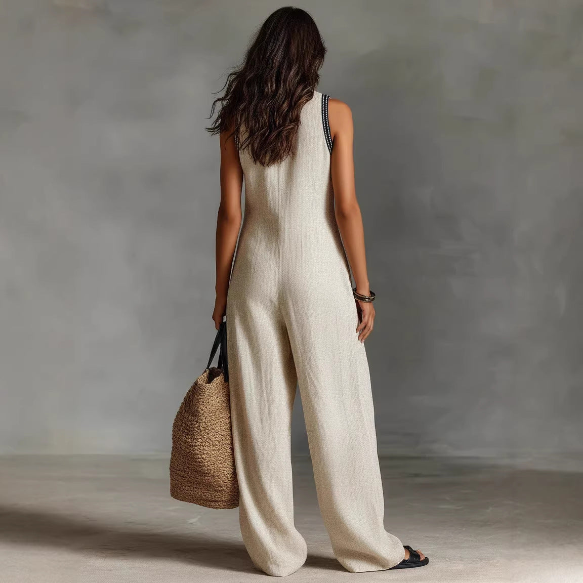 Linen-blend sleeveless jumpsuit product image