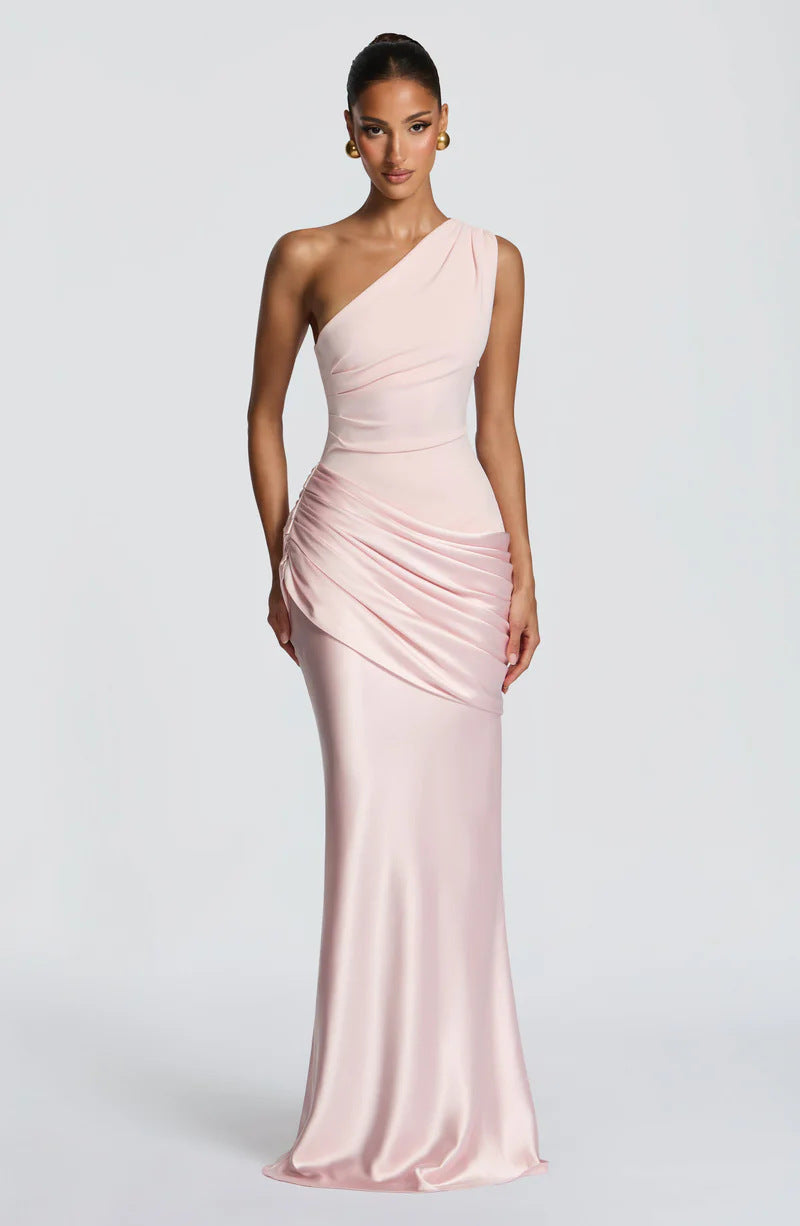 One-Shoulder Satin Mermaid Dress
